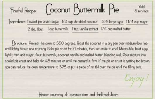 coconut buttermilk pie recipe